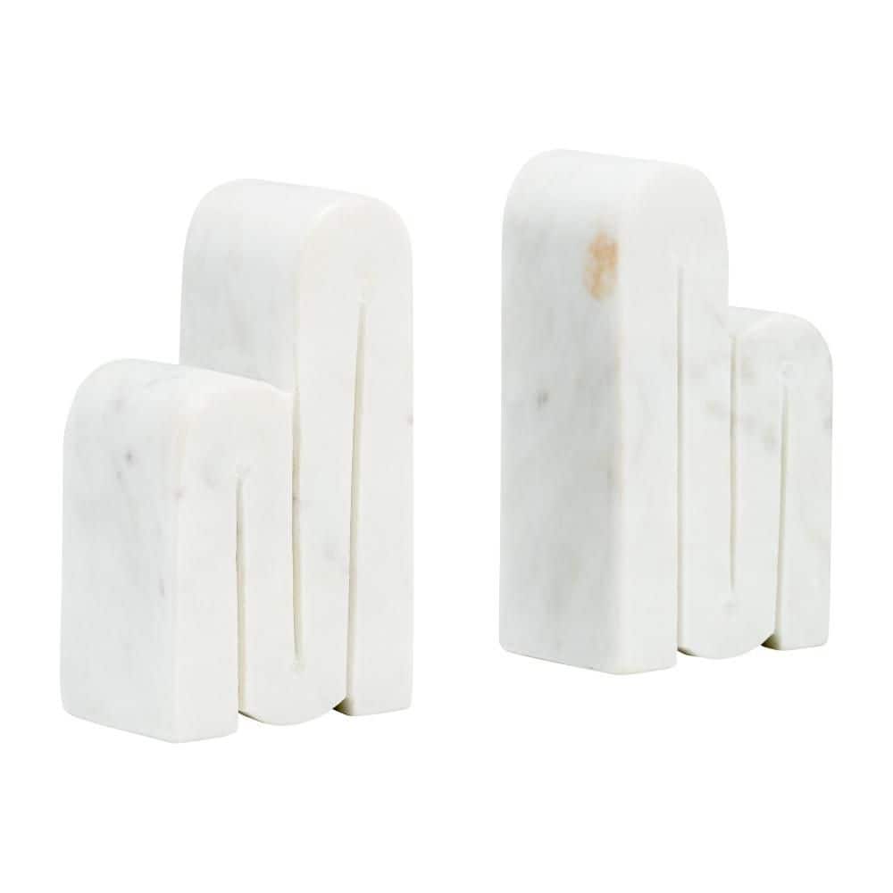 6 in. White Marble Geometric Abstract Swirl Design Bookends (Set of 2) price history on PriceWatchPro