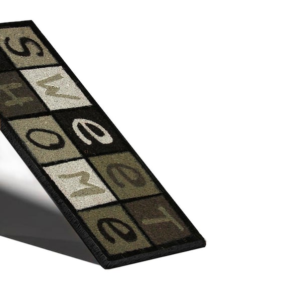 Printed Black and Grey Sweet Home 30 in. x 10 in. Coir Coco Long Door Mat