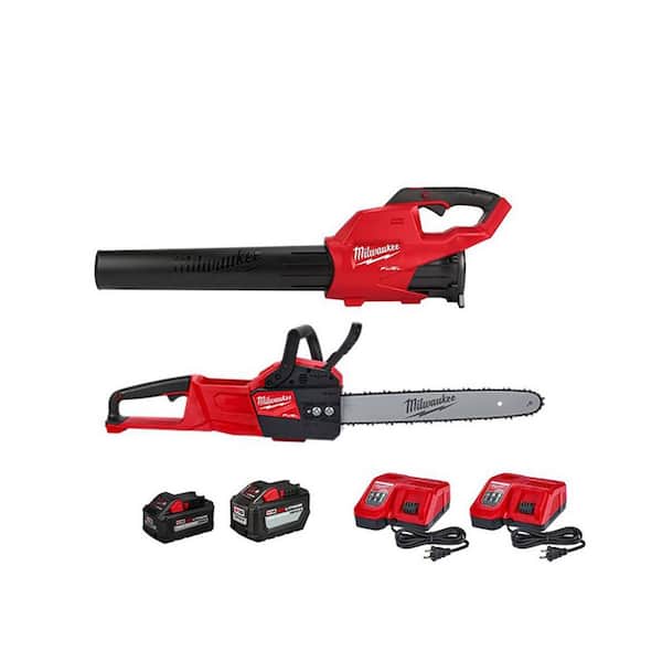 Milwaukee M18 FUEL 120 MPH 450 CFM 18V Lithium-Ion Brushless Cordless Handheld Blower w/M18 FUEL Chainsaw Combo Kit (2-Tool)