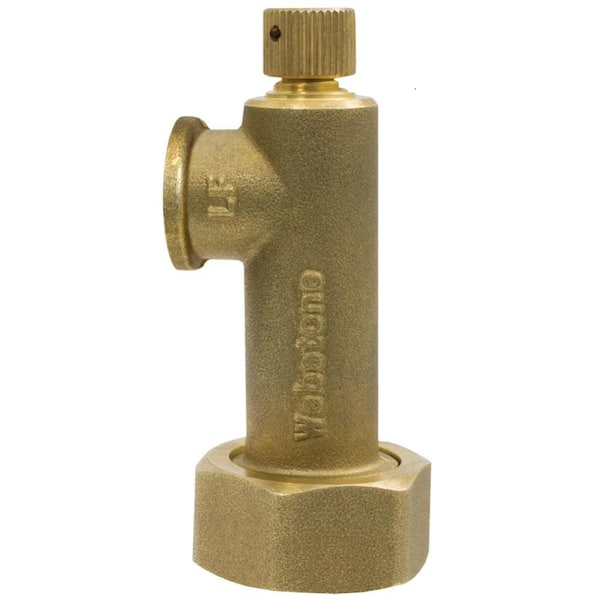Webstone, a brand of NIBCO 3/4 in. X 1/4 in. Bronze Lead-Free Hose X NPT Drain Union & Pressure Gauge with 1/8 in. Capped Bleeder (Add A Gauge)
