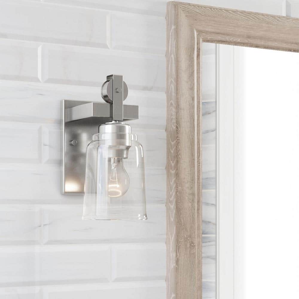 Knollwood 4.5 in. Brushed Nickel Sconce with Clear Glass Shade price history on PriceWatchPro