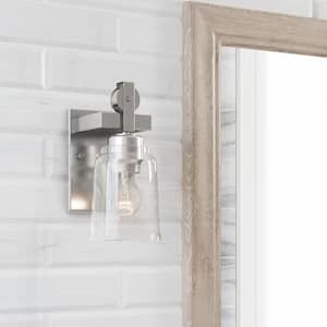 Knollwood 4.5 in. Brushed Nickel Sconce with Clear Glass Shade