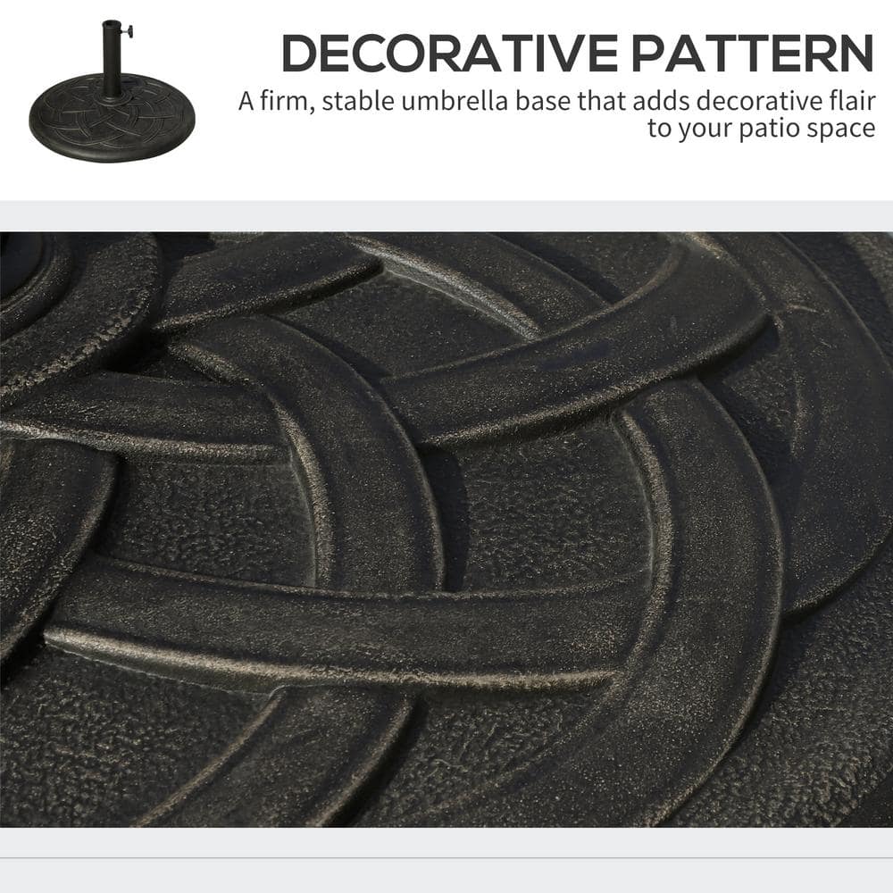 22" Bronze Round Resin Patio Umbrella Base Stand with Decorative Pattern