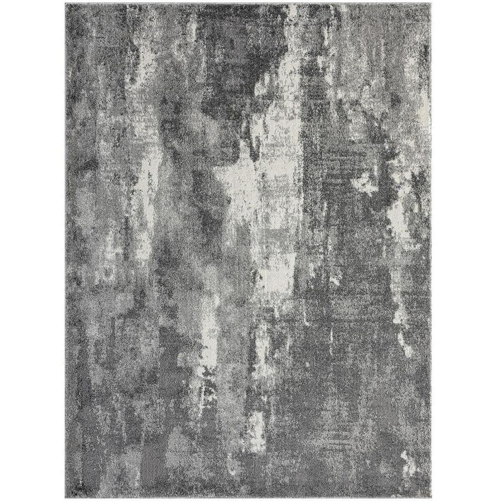Dark Gray Polypropylene 5 ft. x 7 ft. Abstract Indoor/Outdoor Area Rug