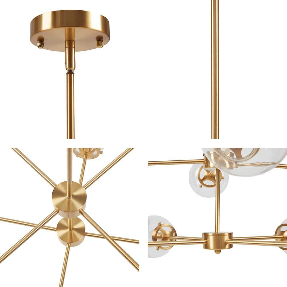 Calista 34" Gold and Glass 8-Light Chandelier