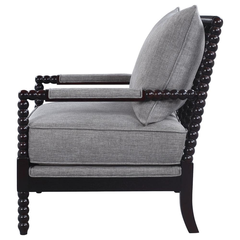 Gray Geometric Wood Frame Accent Chair