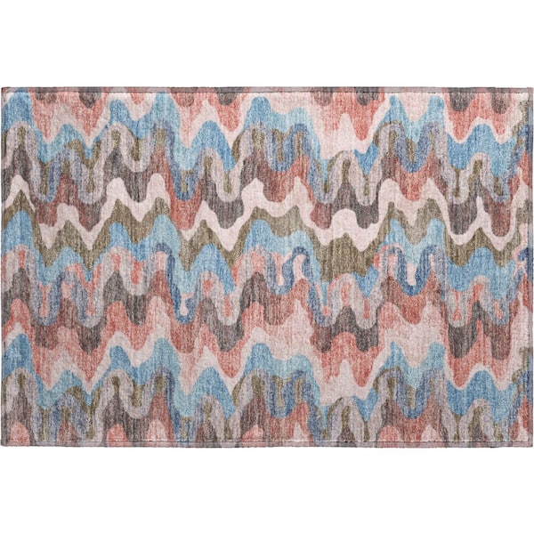 Mayfield Premium Machine Washable Abstract AMF2481 Pink 2 ft. x 3 ft. Accent Rug