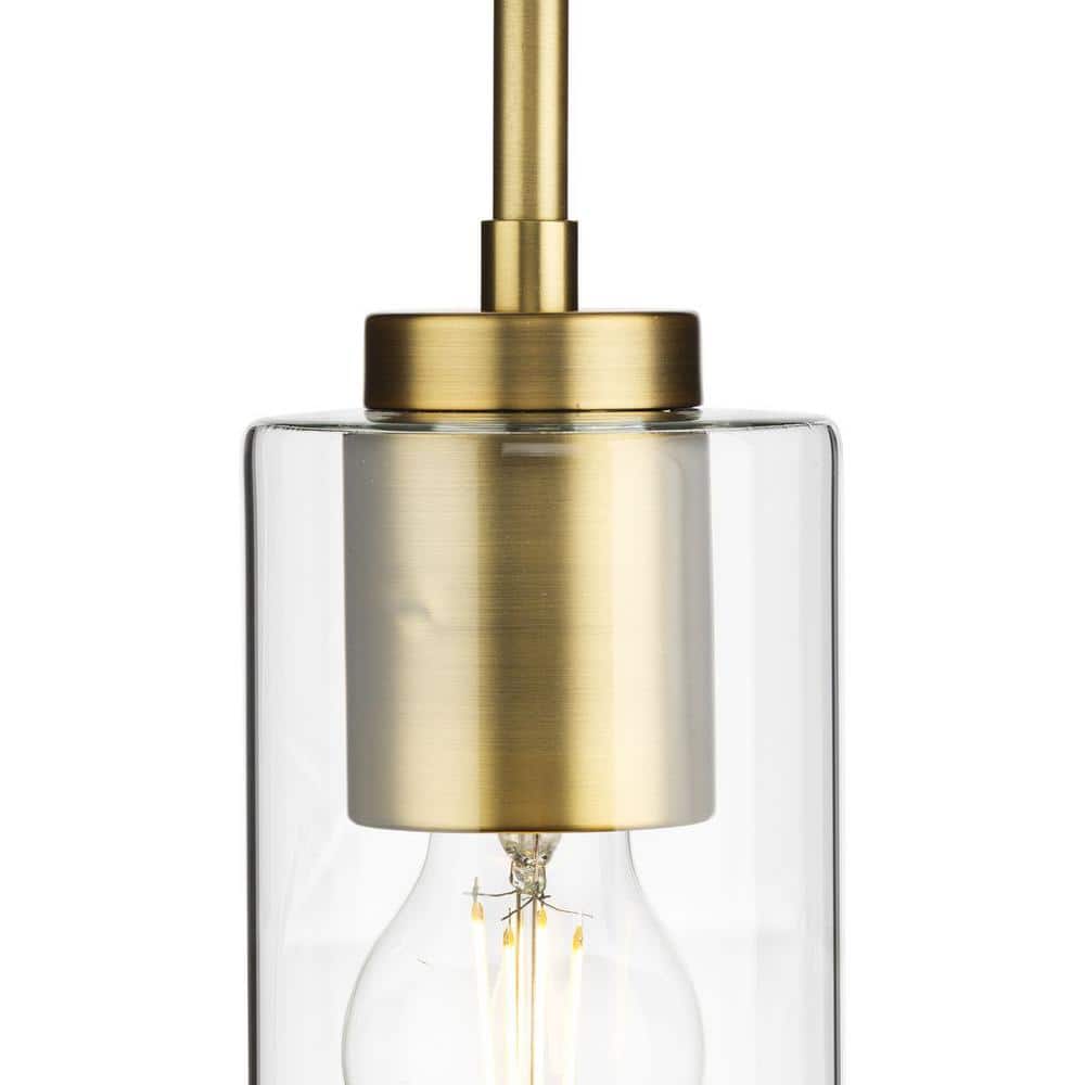 Elegant Cofield 14" Vintage Brass Pendant with Glass Shade