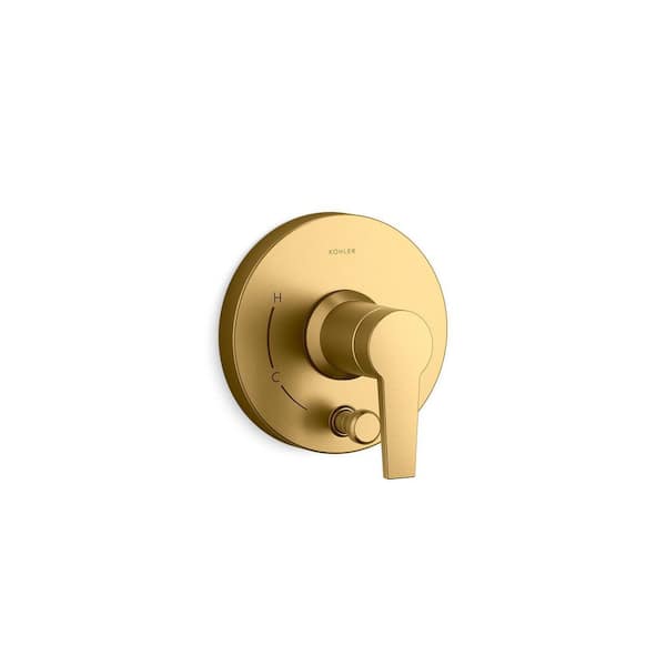 Pitch 1-Handle Wall Mount Valve Handle Trim Kit in Vibrant Brushed Moderne Brass (Valve Not Included)