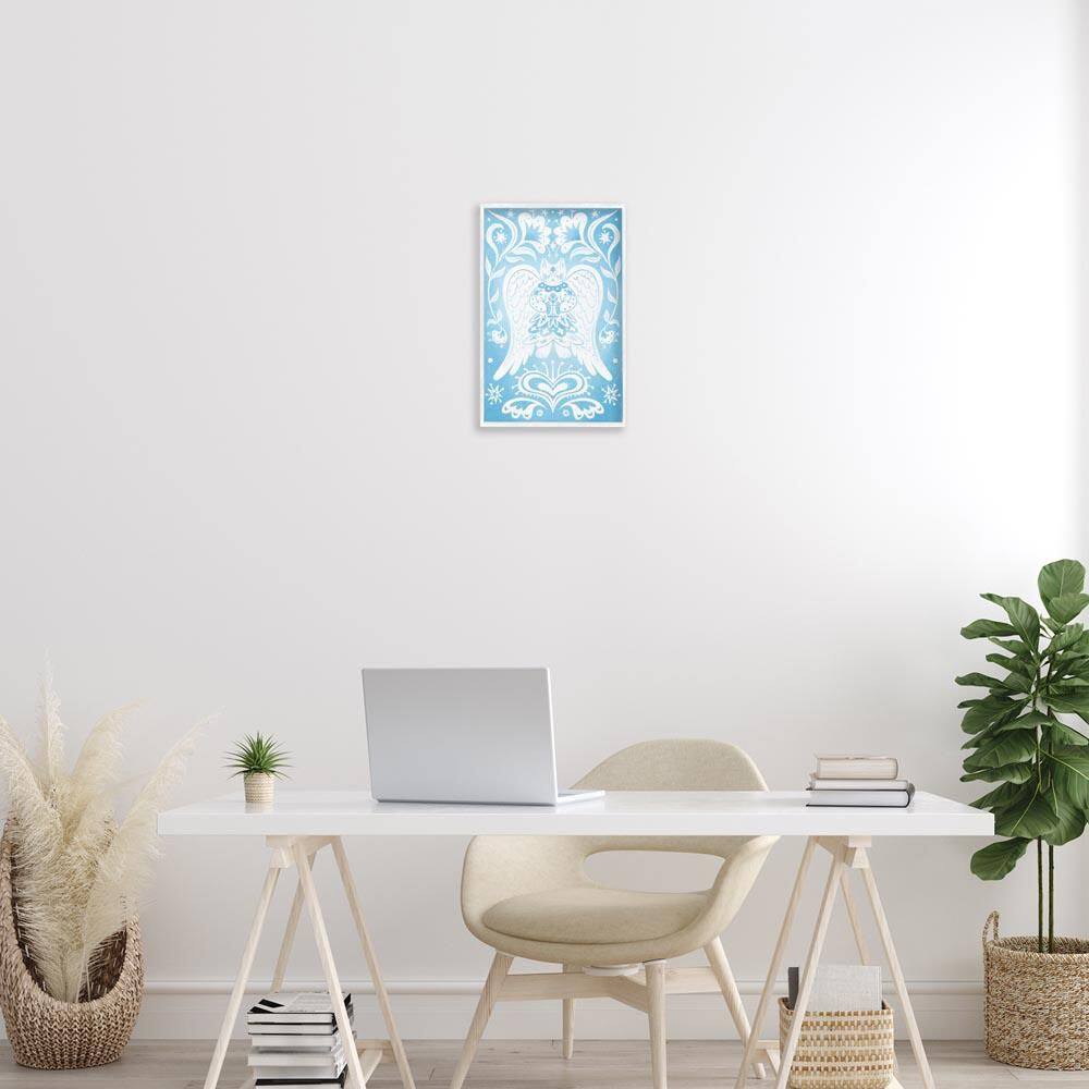 Symmetrical Patterned Angel Cat by Hannah Moren White Framed Religious Giclee Art Print 18 in. x 12 in. price history on PriceWatchPro