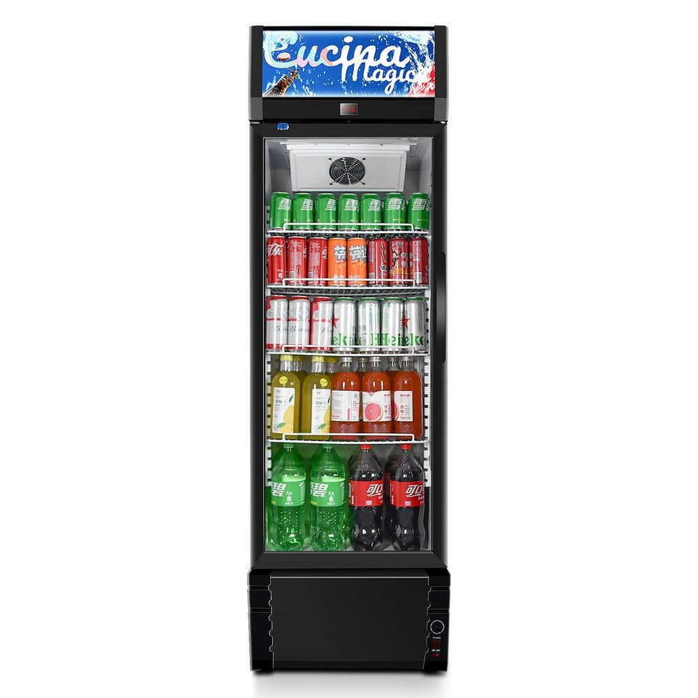  24.5 in. 12.5 cu. ft. Commercial Display Refrigerator in Black with Glass Door, LED Light