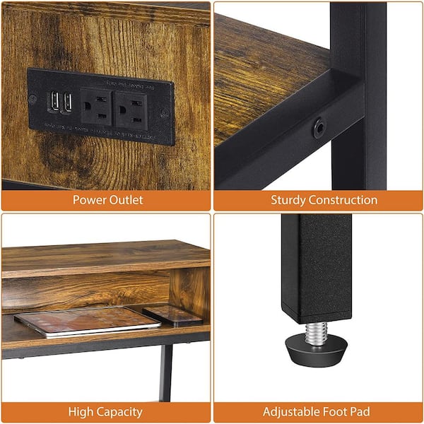 VASAGLE End Table with USB Ports and Outlets