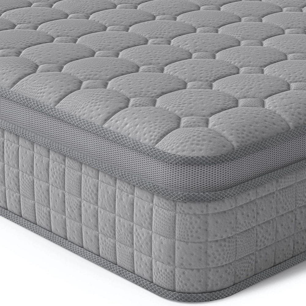 10-Inch Gray Memory Foam Hybrid Queen Mattress with Pocket Springs