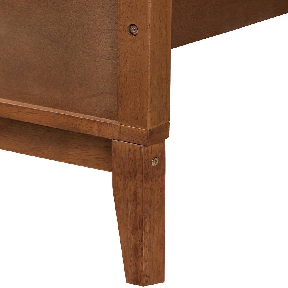 Carver King Size Walnut Wood Frame Platform Bed with Slats