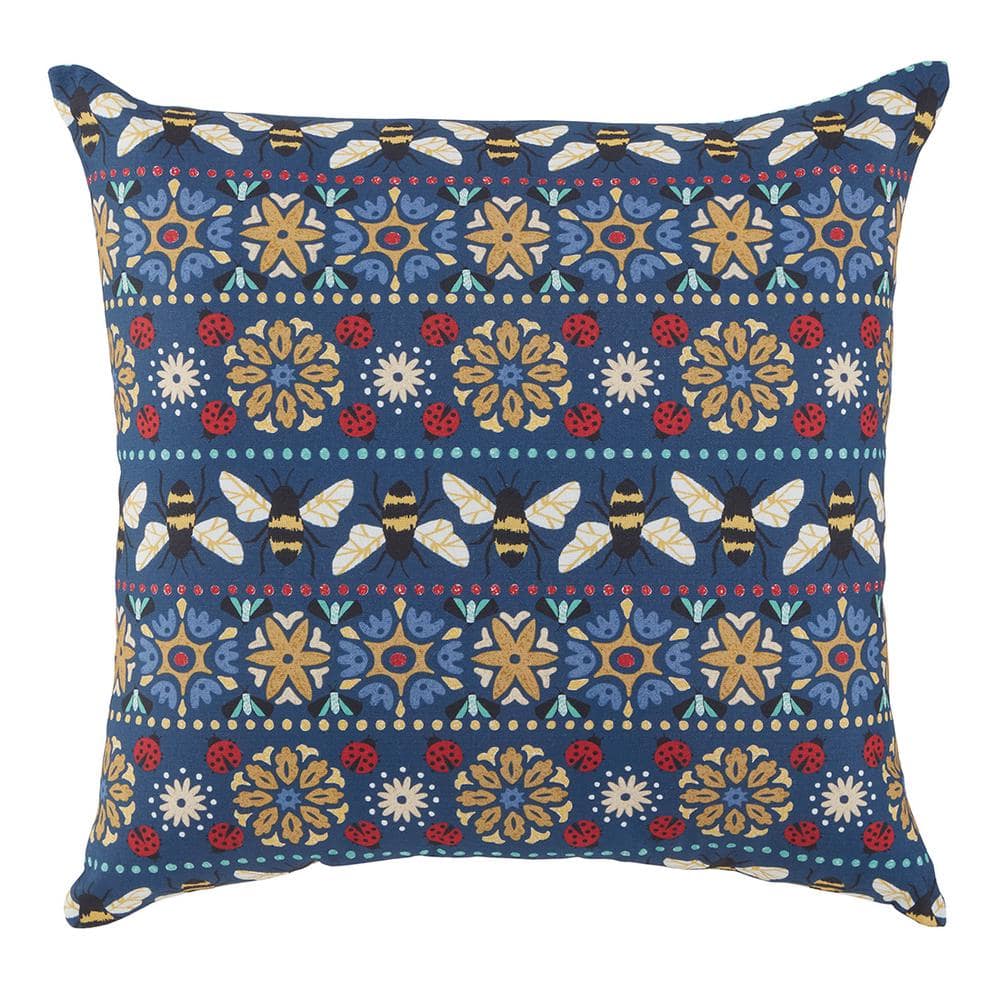 Hampton Bay 18 in. x 18 in. Buzz Stripe Outdoor Throw pillow 04368071