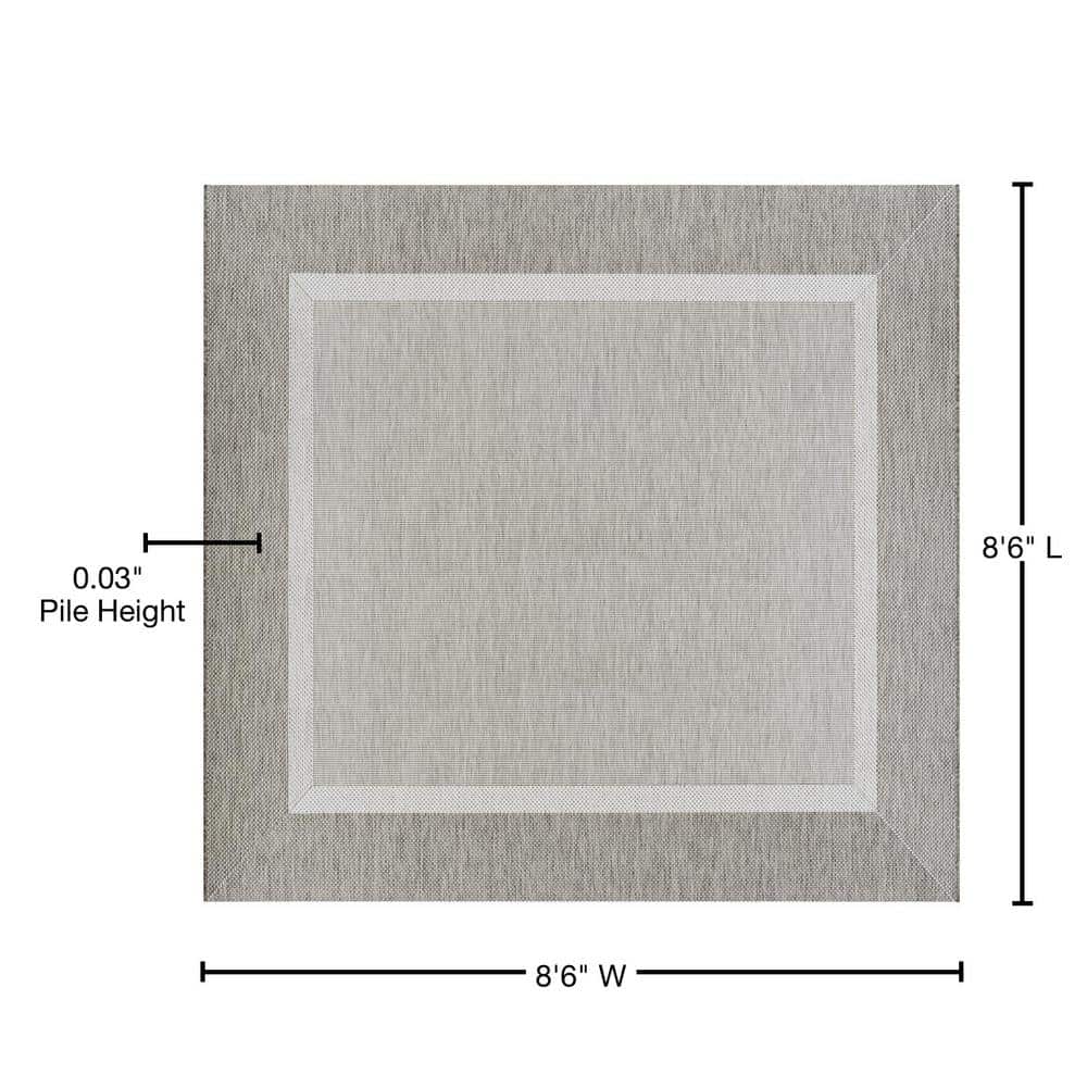 Champagne Taupe Flat Woven Square Indoor Outdoor Rug 8'6"