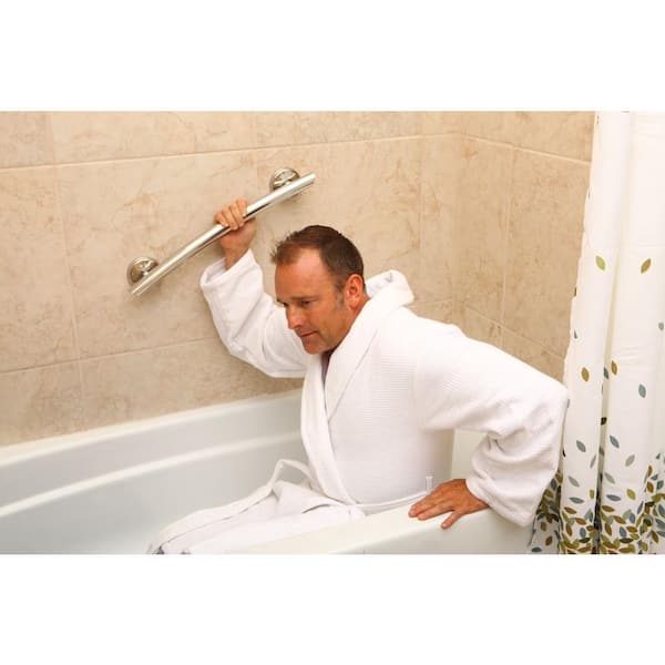 Dyiom Suction Cup Grab Bars Showers, Length in. 16 .5, x Dia. in 3.75, Concealed Screw, Shower Grab Bar, in White