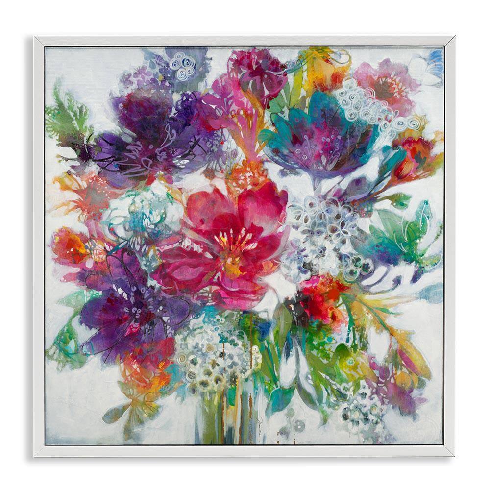 Whimsical Floral Pop Bouquet by Liz Jardine White Framed Giclee Art Print Nature 12 in. x 12 in. price history on PriceWatchPro