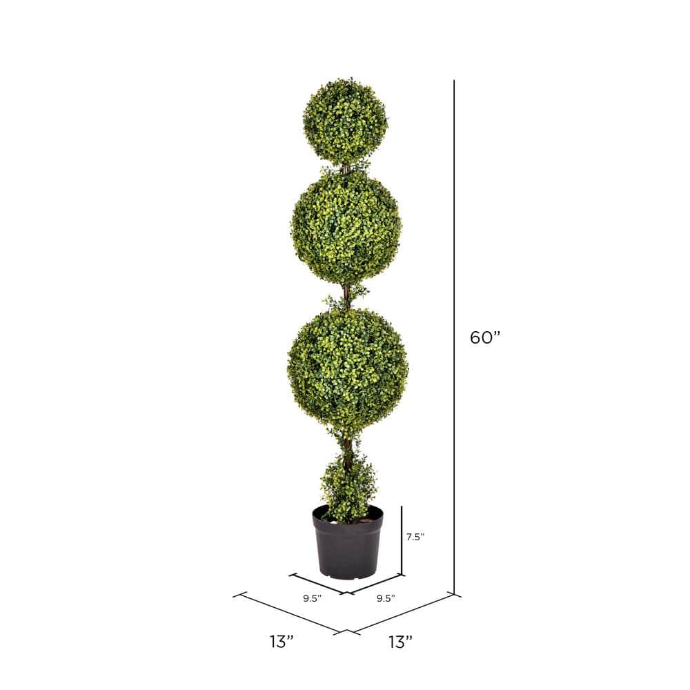 Elegant Outdoor 5' Plastic Boxwood Triple Ball Topiary
