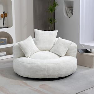 Beige Chenille Polyester Comfort Lounger High Back Bean Bag for Adults and Kids