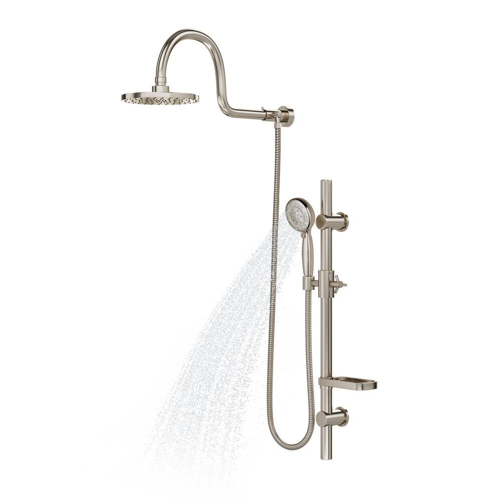 Brushed Nickel Adjustable Rain and Handheld Shower System