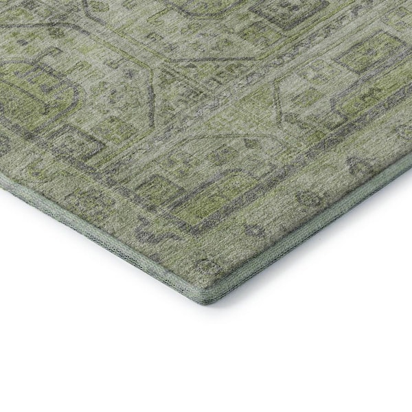 Mayfield Premium Machine Washable Abstract AMF1919 Aloe 10 ft. x 14 ft. Area Rug