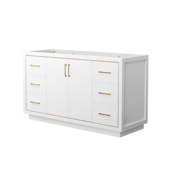 Wyndham Collection Icon 59.25 in. W x 21.75 in. D x 34.25 in. H Single Bath Vanity Cabinet without Top in White