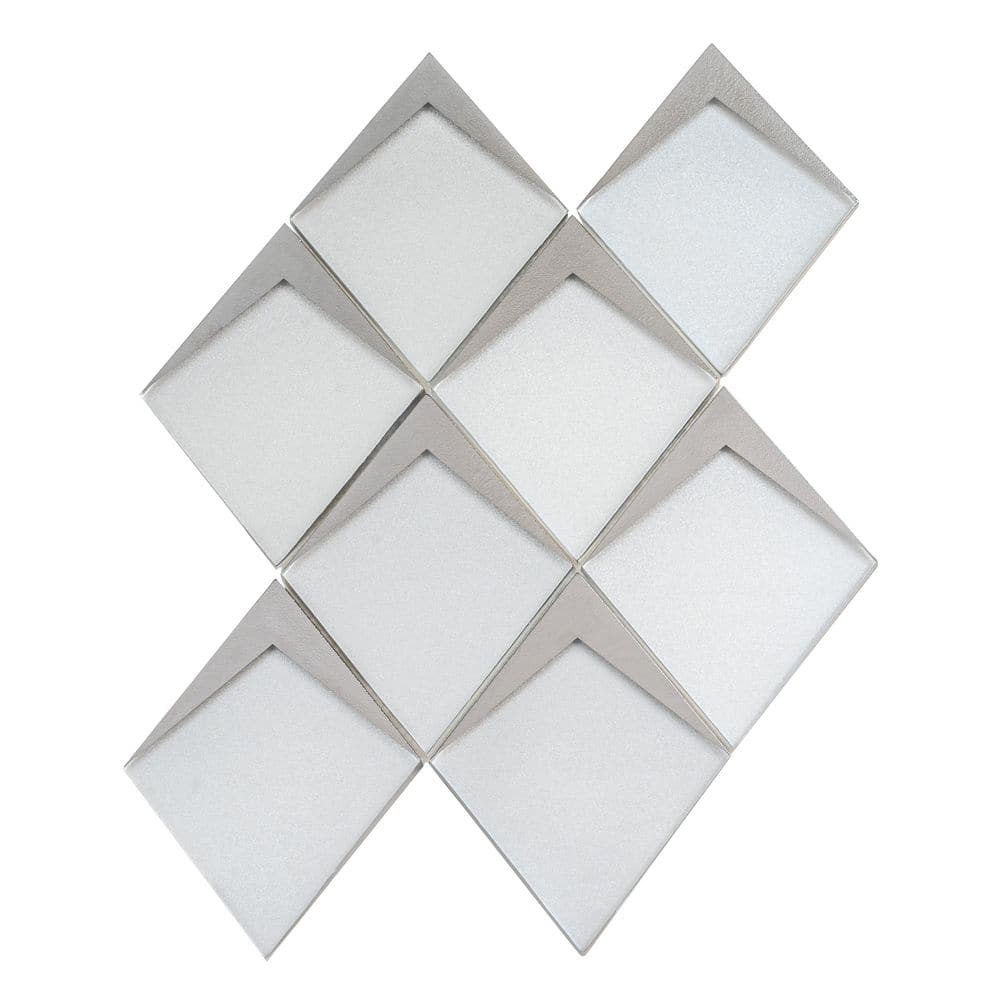 Solace 12 in. x 9 in. Matte White Metallic Silver Glass Diamond Mosaic Wall Tile (3.91 sq ft/case) -5 Pack price history on PriceWatchPro