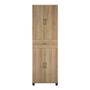Lonn 23.46 in. W x 75.25 in. H x 15.4 in. D 4-Shelves 4-Doors 1-Drawer Freestanding Cabinet in Natural