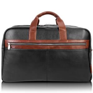 Wellington 21 in. Black Pebble Grain Calfskin Leather Laptop and Tablet Carry-All Duffel