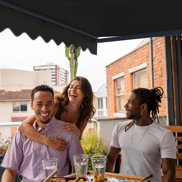 ALEKO 12 ft. Moroccan Polyester Motorized Patio Awning Semi