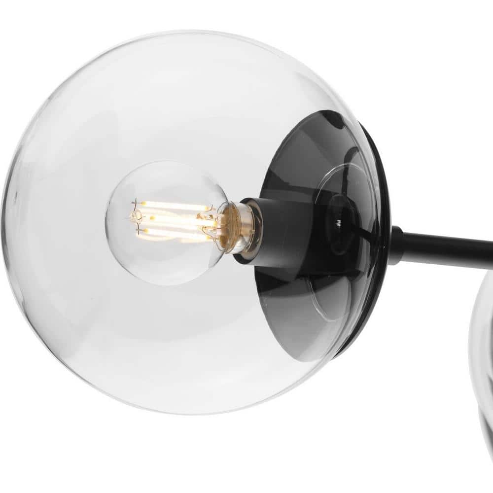 Matte Black Glass Globe 3-Light Flush Mount Ceiling Light