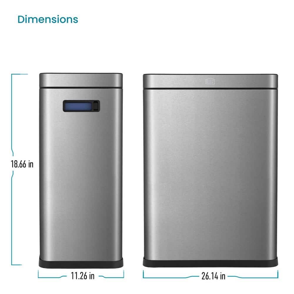 13 Gallon Stainless Steel Dual Compartment Touchless Trash Can