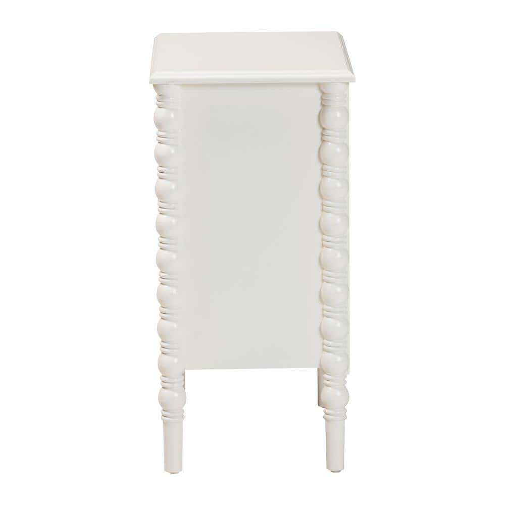 Malinda 18.9 in. White Rectangle Wood End Table with 3-Drawers - thumbnail 2