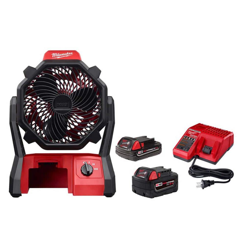 M18 18-Volt Lithium-Ion Cordless Jobsite Fan w/One 5.0 Ah and One 2.0 Ah Battery and Charger -  Milwaukee