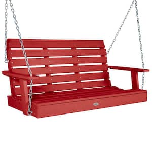 Riverside 4ft. 2-Person Boathouse Red Recycled Plastic Porch Swing