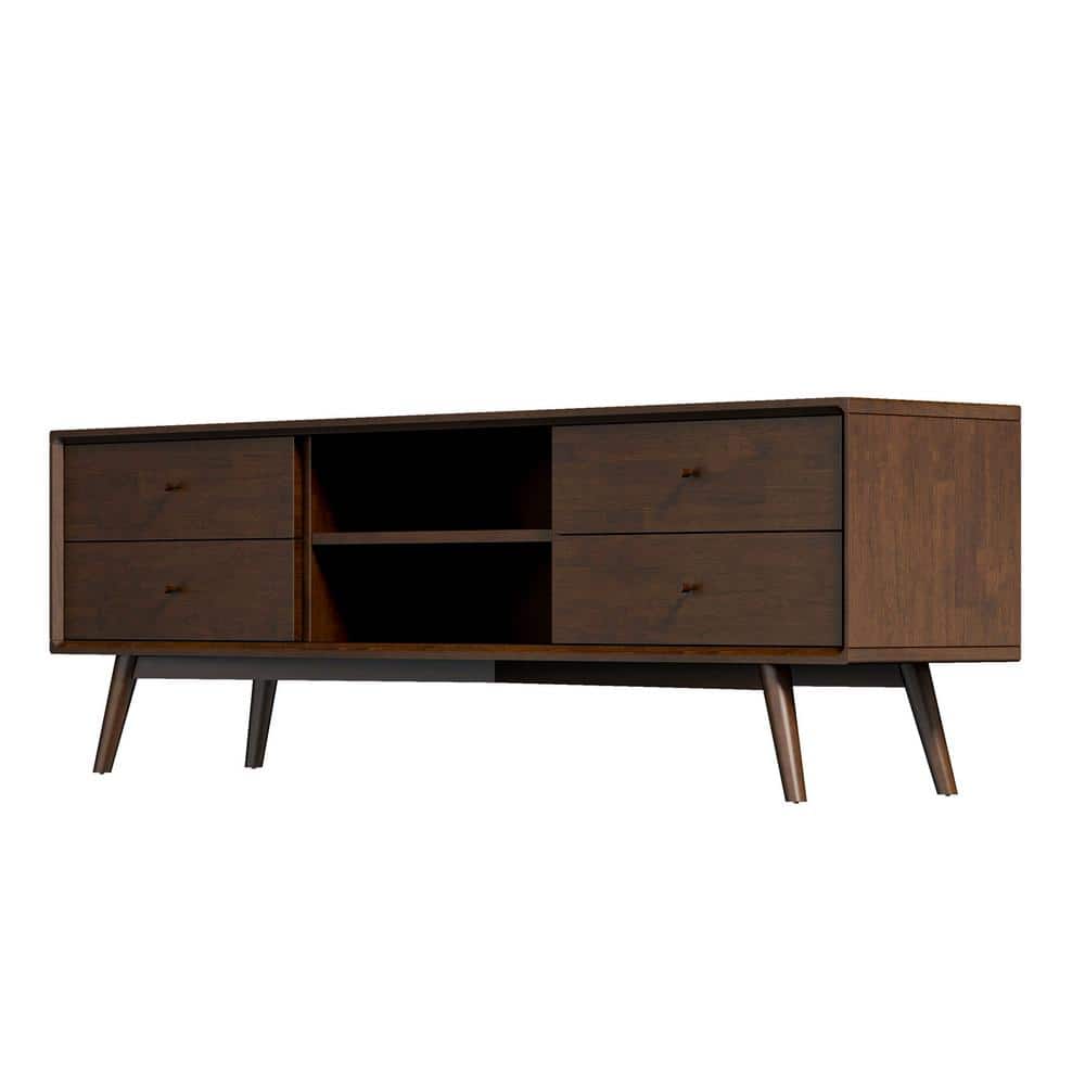 Ashcroft Furniture Co Francesca 70.9 in. Brown Wood TV Stand with 6