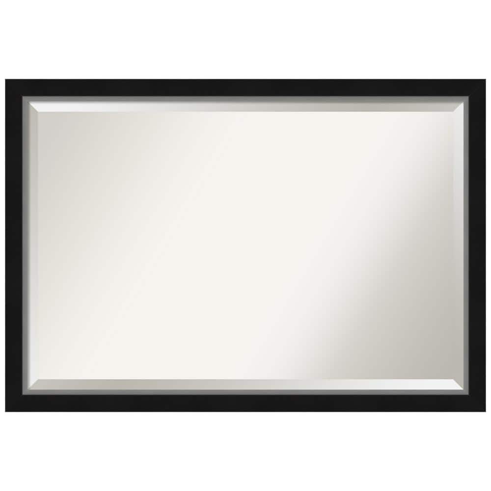 Amanti Art Medium Rectangle Satin BlackSilver Metallic Beveled Glass