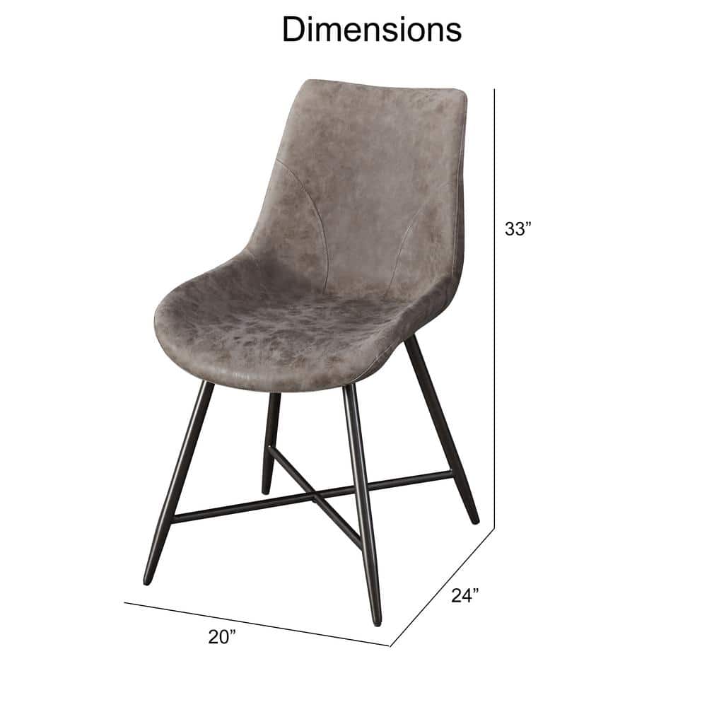 Ramona Brown Faux Leather and Metal Side Chair Set