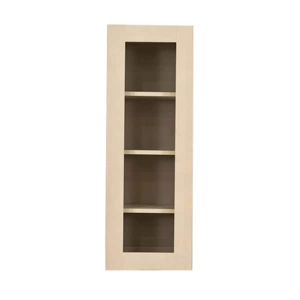 LIFEART CABINETRY Lancaster Shaker Assembled 21x30x12 in. Wall Mullion Door Cabinet with 1 Door 2 Shelves in Stone Wash