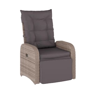 Gray Wicker/Rattan Outdoor Lounge Chair in Gray