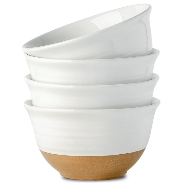 7 in. Large Ceramic Soup Bowls Set of 4 with 40 oz. Capacity White Deep Serving Bowls