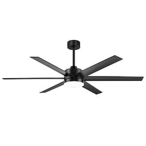 Barbara 65 in. Integrated LED Indoor Black Ceiling Fans with Light and Remote Control Included