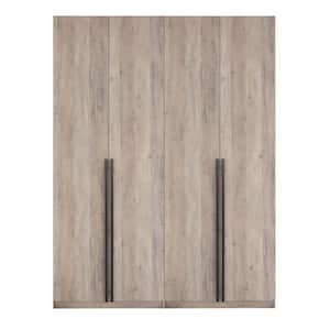 Lee Rustic Grey 63 in. Freestanding Wardrobe with 4 Shelves and 2-Drawers (Set of 2)
