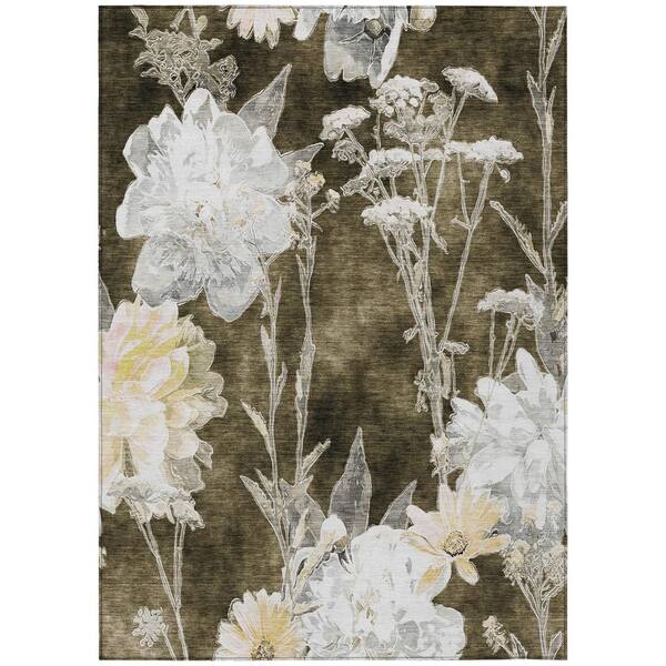 Chantille Machine Washable Indoor/Outdoor Abstract ACN2796 Chocolate 10 ft. x 14 ft. Area Rug