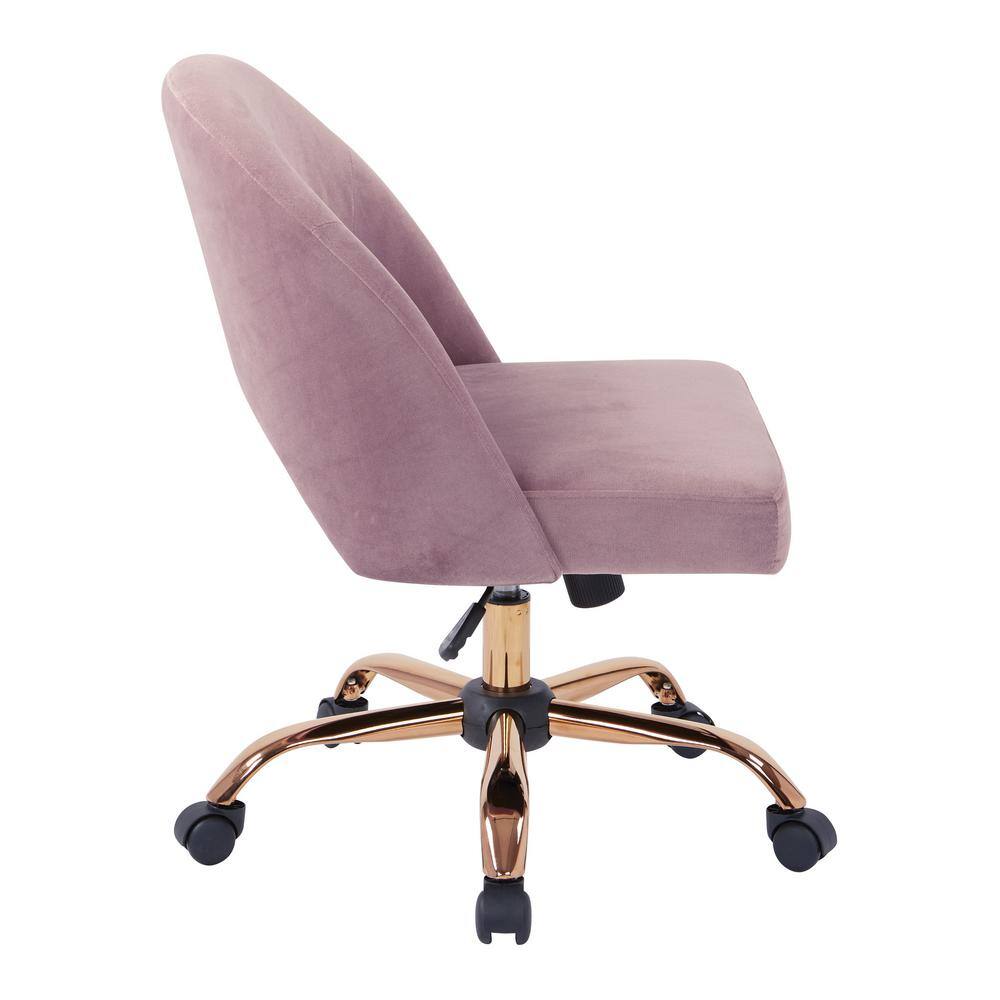 Mauve Leather and Metal 29" Swivel Accent Chair