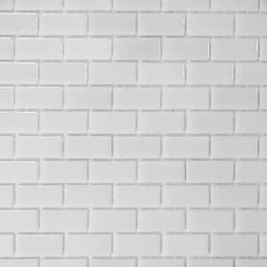 Glass Tile LOVE Purest White 22.5 in. X 13.25 in. Subway Glossy Glass Mosaic Tile for Walls, Floors, and Pools