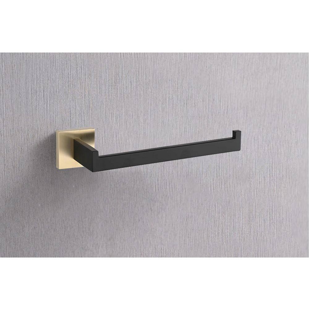 8-Piece Matte Black and Gold Stainless Steel Bathroom Hardware Set