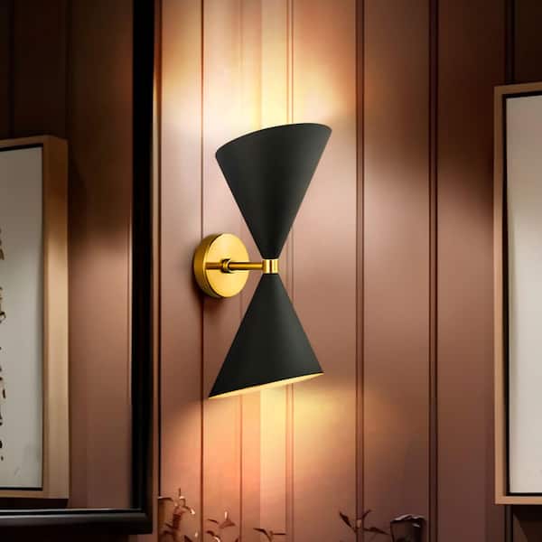 RRTYO 2-Light Black Wall Sconce with Light Direction of Up and Down