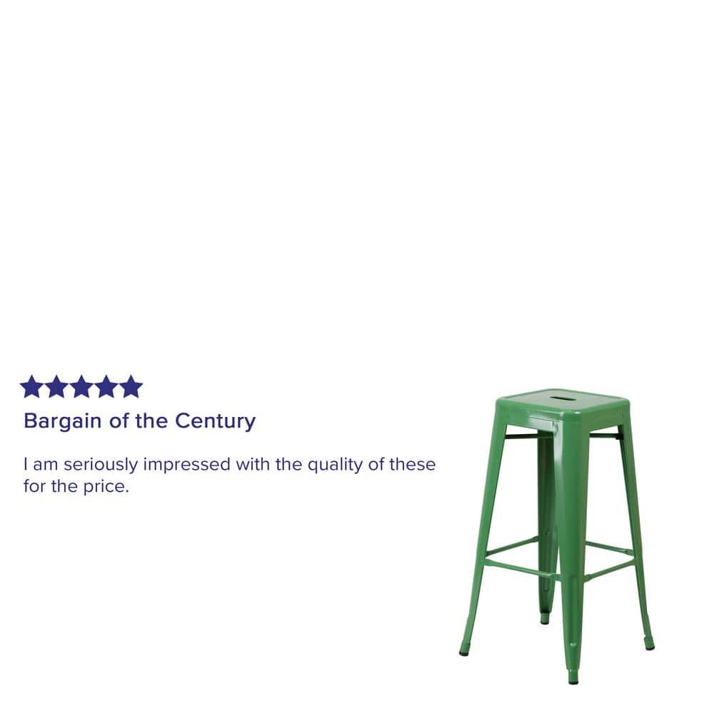 30" Green Metal Backless Stackable Bar Stool